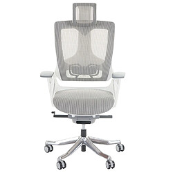 Acheter Decoshop26 Fauteuil de bureau ergonomique soutien lombaire siège pivotant et réglable revêtement en maille blanc-gris 04_0006235