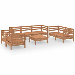 Maison Chic Salon de jardin 8 pcs - Table et chaises d'extérieur - Mobilier/Meubles de jardin Moderne Marron miel Bois de pin massif -MN33788