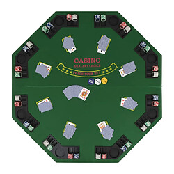 vidaXL Dessus de table de poker pour 8 joueurs 2 plis Octogonal Vert pas cher