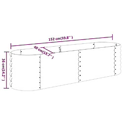 vidaXL Lit surélevé de jardin Acier enduit de poudre 152x40x36 cm gris pas cher