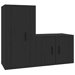 vidaXL Ensemble de meubles TV 2 pcs noir bois d'ingénierie