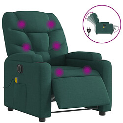 vidaXL Fauteuil de massage inclinable électrique Vert foncé Tissu