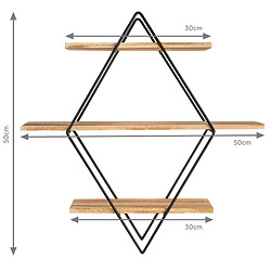 Idmarket Etagère murale losange LILY 3 niveaux bois et métal design pas cher