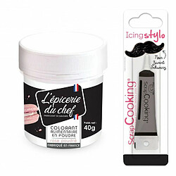 Scrapcooking Colorant alimentaire en poudre rose clair 40 g + Stylo glaçage noir