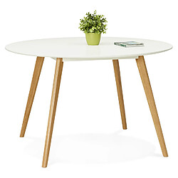 Acheter Alterego Table de cuisine ronde 'AMY' blanche style scandinave - Ø 120 cm