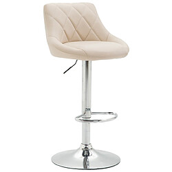 Decoshop26 Tabouret de bar chaise haute x 1 avec coutures décoratives assise en PVC crème pieds métal 10_0005081