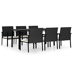 Salle à manger de jardin 7 pcs,Table et chaise à dîner Résine tressée Noir -MN42015