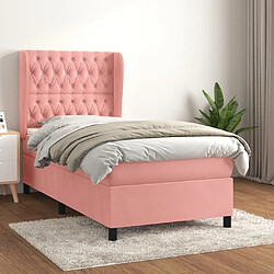 Maison Chic Lit Adulte - Lit simple Lit à sommier tapissier avec matelas moelleux - Meuble de Chambre - Rose 90x200 cm Velours -MN54473