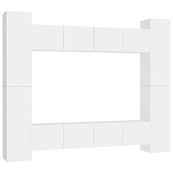 Maison Chic Ensemble de meubles TV 8 pcs | Banc TV Moderne pour salon | Meuble de Rangement - Blanc Aggloméré -MN44581