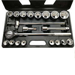 Coffret 20 pcs avec douilles 12 pans 3/4" de 19 à 50 mm avec cliquet réversible "spécial poids lourd" - 340212 - Beast