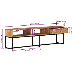 vidaXL Meuble TV 160x30x45 cm Bois d'acacia massif pas cher