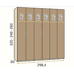 Inside 75 Armoire 331,4 x 220 cm couleur Polar 6 portes lisses bibliothèque terminale poignée barra Pizzara