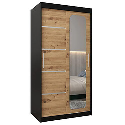 Abiks Meble Armoire PROMO V2 À Portes Coulissantes 200/100/62 2 Portes (Noir/Artisan)