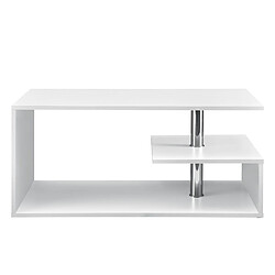 Helloshop26 Table basse de salon avec étagère rangement en MDF 90 cm blanc 03_0004155