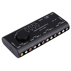 Wewoo Splitter noir Multi-Box RCA AV Audio-Vidéo Switcher + 3 câble RCA, 4 entrées de groupe et 1 système de sortie de pas cher