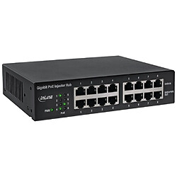 InLine® PoE + Hub d'injecteur réseau gigabit 8 ports (8x PoE +), 1 Go / s, 19 "(supports inclus), métal, sans ventilateur