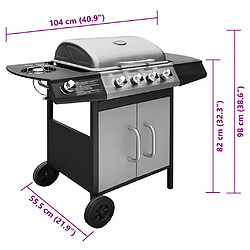 vidaXL Barbecue à gaz 4 + 1 zone de cuisson Noir et argenté pas cher