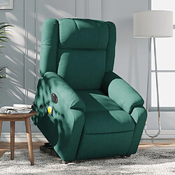 Maison Chic Fauteuil Relax pour salon, Fauteuil inclinable de massage électrique Vert foncé Tissu -GKD13714