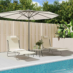 Maison Chic Lot de 2 Chaises longues pliables | Bain de soleil Relax | Transat crème textilène et acier -GKD18177