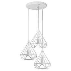 Stoex Lustre Suspension Industrielle Cage diamant Vintage E27 , Lampe de Plafond Abat-Jour Luminaire pour Restaurant Bar Café ,Blanc