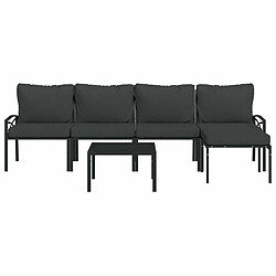 Avis Maison Chic Salon de jardin 6 pcs + coussins - Mobilier/Meubles de jardin - Table et chaises d'extérieur gris acier -MN88128