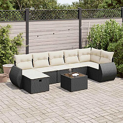 vidaXL Salon de jardin 8 pcs avec coussins noir résine tressée