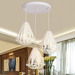 Stoex Lustre Suspension forme Diamant Abat-jour 25CM Luminaire E27 Blanc