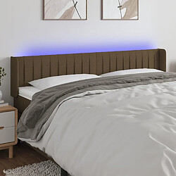 Maison Chic Tête de lit moderne à LED lumineuse pour chambre - Décoration de lit Marron foncé 163x16x78/88 cm Tissu -MN53778