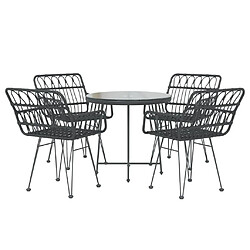 Avis Maison Chic Mobilier à dîner 5 pcs de jardin - Ensemble table et chaises d'extérieur - Salon/Mobilier de jardin classique Noir Résine tressée -MN30602