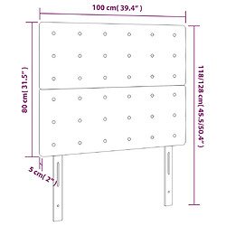 vidaXL Têtes de lit 2 pcs Marron Foncé 100x5x78/88 cm Tissu pas cher