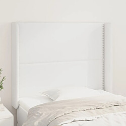 Maison Chic Tête de lit scandinave avec oreilles,meuble de chambre Blanc 83x16x118/128 cm Similicuir -MN88094