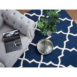 Avis Beliani Tapis bleu en laine et en coton 140 x 200 cm SILVAN