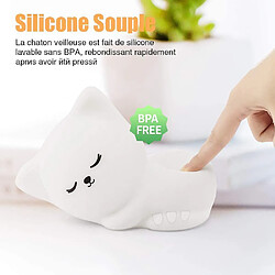 Avis Universal Veilleuse bébé, veilleuse chat rechargeable pour enfants, lampe de chevet tactile, veilleuse portable, lumière LED 7 couleurs veilleuse en silicone, (blanc)