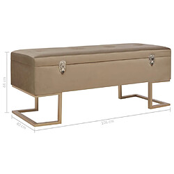 vidaXL Banc avec compartiment de rangement 105 cm Beige Velours pas cher