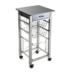 Versa Chariot de cuisine avec roulettes et tiroirs Leicester 40x40x82cm,Bois et métal, Gris