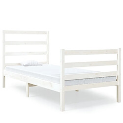 vidaXL Cadre de lit sans matelas blanc bois massif