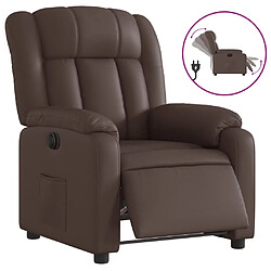 Maison Chic Fauteuil Relax pour salon, Fauteuil inclinable électrique Marron Similicuir -GKD96595