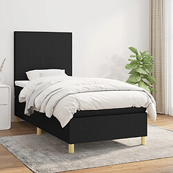 vidaXL Sommier à lattes de lit avec matelas Noir 100x200 cm Tissu