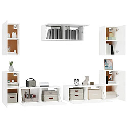 Acheter Maison Chic Ensemble de meubles TV 7 pcs | Banc TV Moderne pour salon | Meuble de Rangement - Blanc Bois d'ingénierie -MN36983