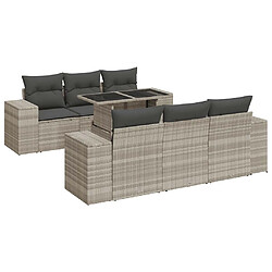 vidaXL Salon de jardin avec coussins 7 pcs gris clair résine tressée