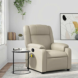 Maison Chic Fauteuil Relax pour salon, Fauteuil inclinable de massage Crème Similicuir -GKD12071