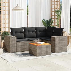 Maison Chic Salon de jardin 5 pcs avec coussins | Ensemble de Table et chaises | Mobilier d'Extérieur gris résine tressée -GKD16406