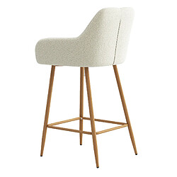 Avis Moloo LEA-Tabouret de bar en tissu bouclé Ecru et métal décor bois (x2)