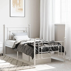 Maison Chic Cadre/structure de lit métal et tête de lit + pied de lit pour adulte - Lit Moderne Chambre blanc 100x190cm -MN95766