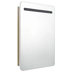 Avis Maison Chic Armoire de salle de bain,Meuble de rangement,Meuble haut à miroir LED blanc et chêne 60x11x80cm -GKD840897