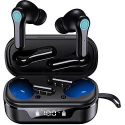 Chrono Ecouteur Bluetooth, Écouteurs sans Fil Bluetooth 5.1 avec Mini Boîtier (30g) TWS Stéréo Oreillette Bluetooth 30h d'Autonomie, Contrôle Tactile, USB-C Charge Rapide IPX7 Étanche Casque Sport(Noir)