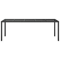 Avis Maison Chic Table de jardin | Table d'extérieur Noir 250x100x75 cm Verre trempé et poly rotin -GKD49105