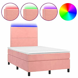 Maison Chic Lit adulte- Lit + matelas,Sommier à lattes de lit avec matelas LED Rose 120x200cm Velours -GKD66489