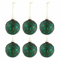 Paris Prix Lot de 6 Boules de Noël Feuilles 8cm Vert Mat