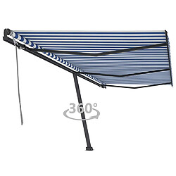 Maison Chic Auvent manuel rétractable,Store manuel de porte sur pied 600x300 cm Bleu/Blanc -GKD98027